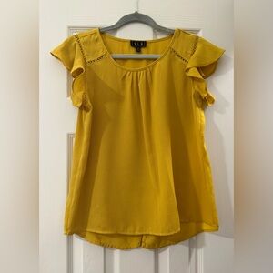 Women's Yellow Ruffle Sleeve Top